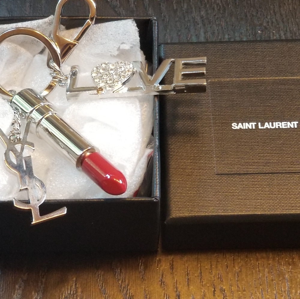 Saint Laurent Silver Lipstick Key Chain